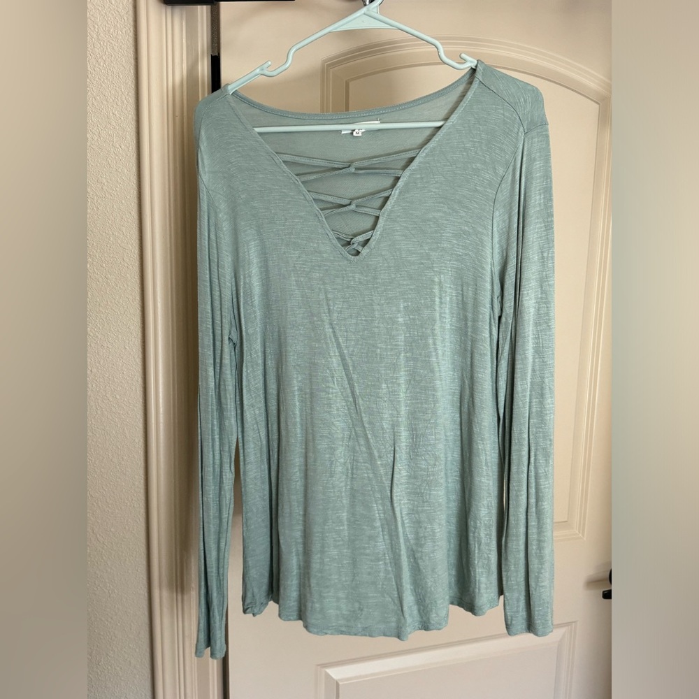 Maurice’s long sleeve top with strappy neckline
